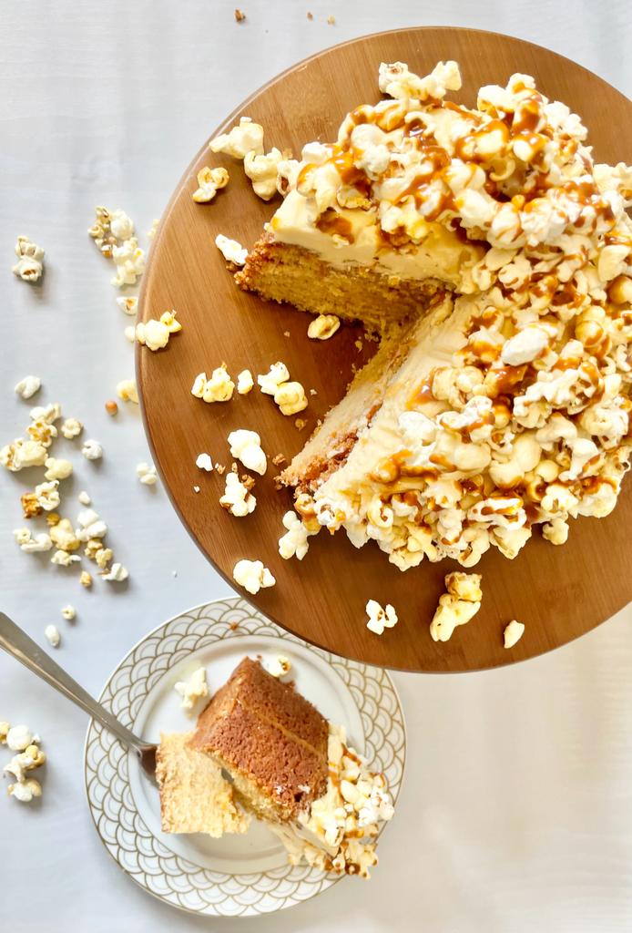 Salted Caramel Popcorn Cake